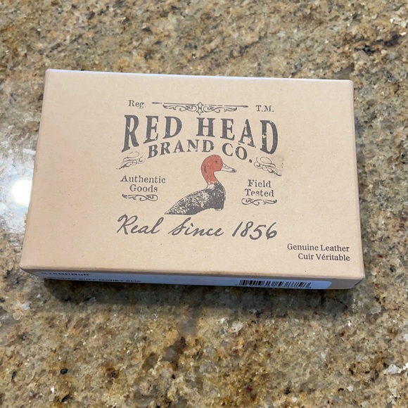 Money Clip Leather Brown Red Head Brand Bass Pro - Picture 2 of 7